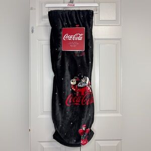 Coca-Cola Holiday Velvet Soft Blanket with Red and Black